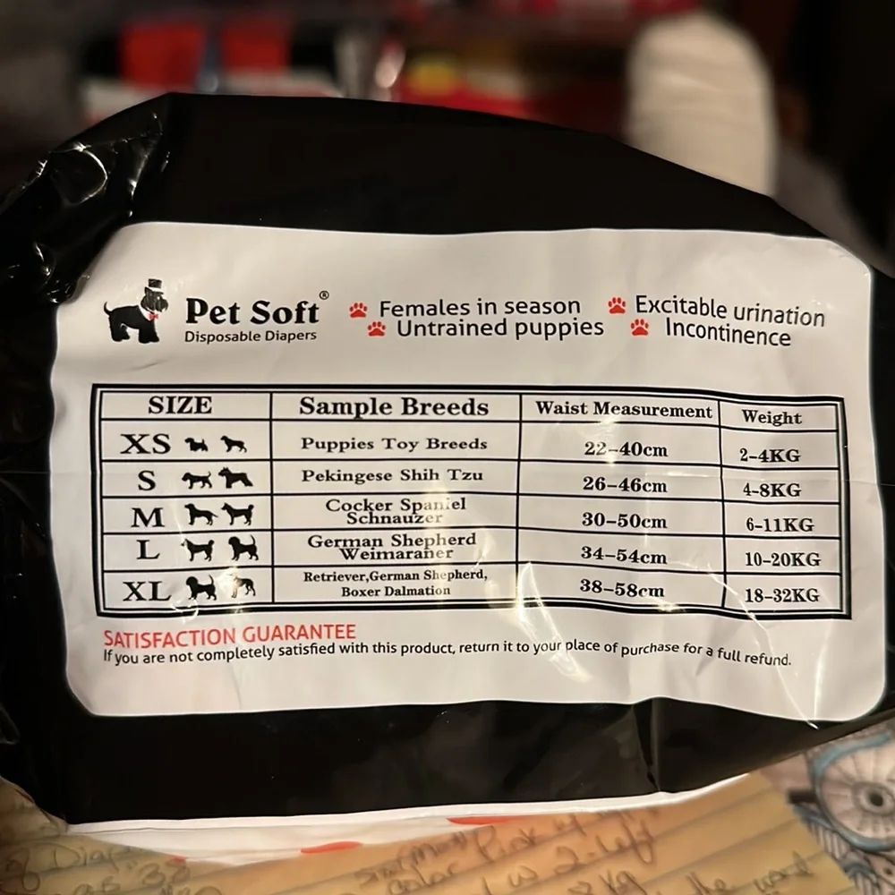 Pet Soft Disposable Diapers (Jean Print) Size Medium Total of 38-Diapers